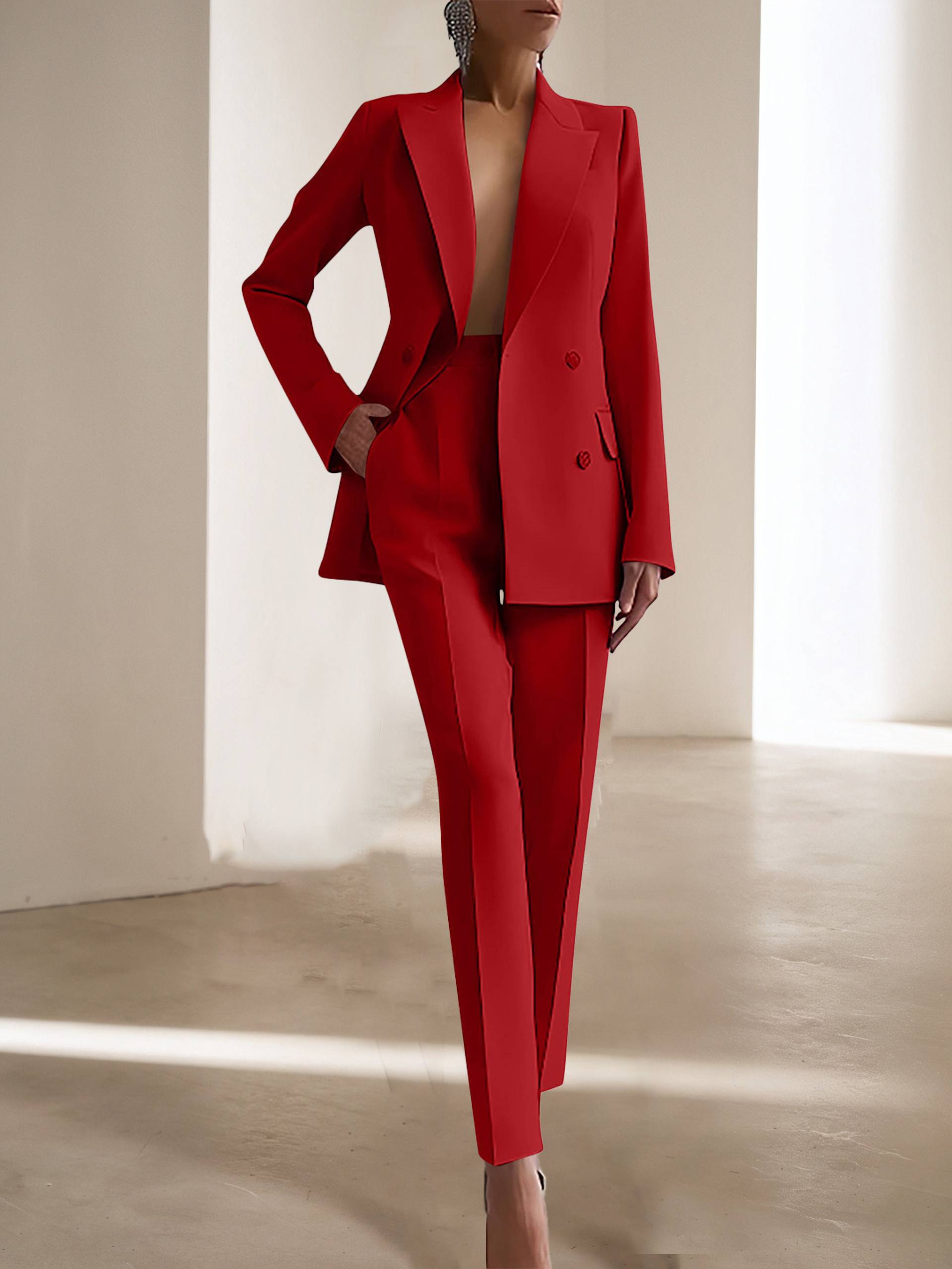 Cocolii tailleur pantalon femme chic 2 pièces veste blazer croisée et pantalon ensemble formel pour bureau mariage