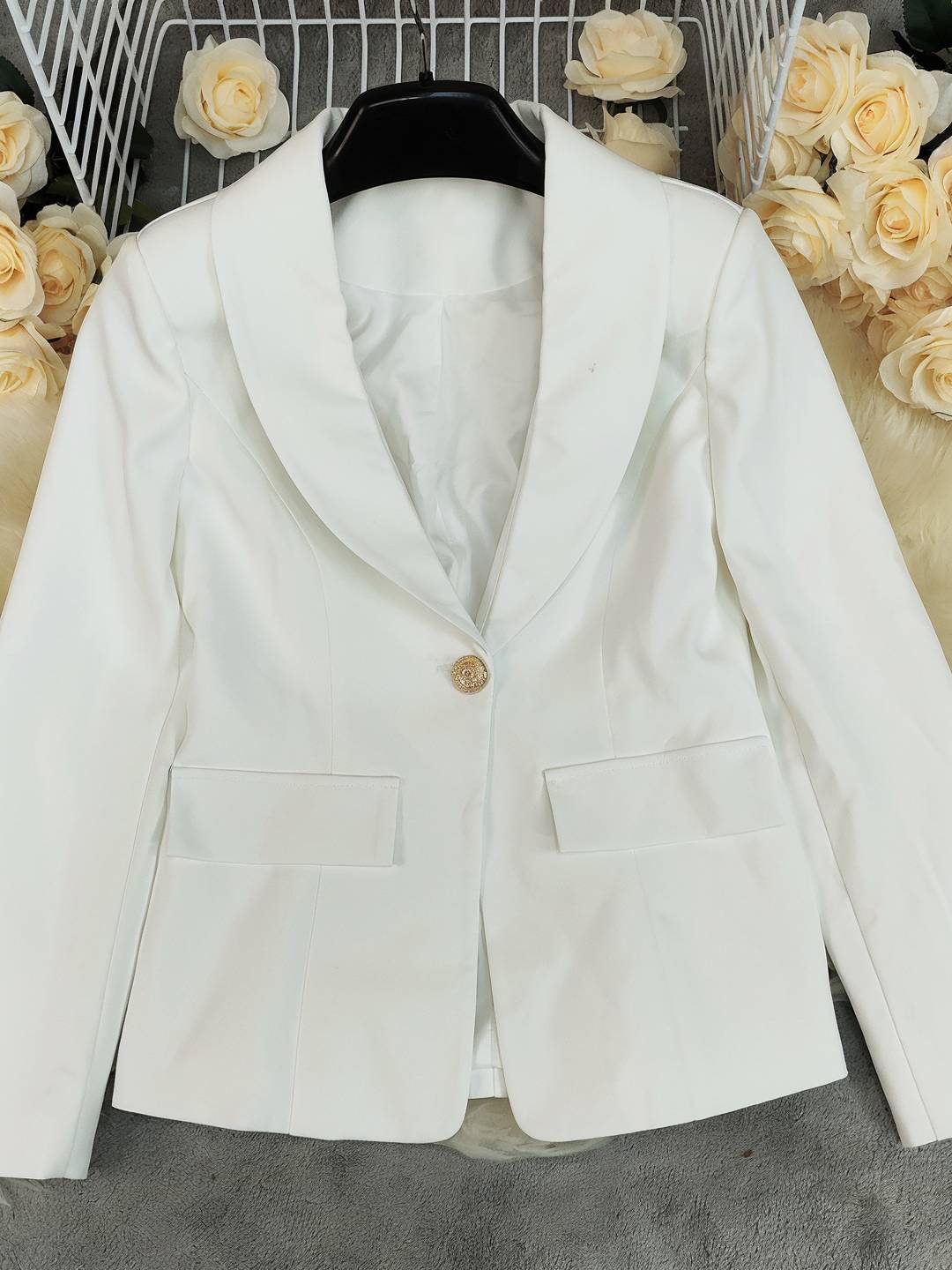 Cocolii tailleur pantalon femme blanc chic blazer col revers et pantalon large ensemble pour mariage soirée