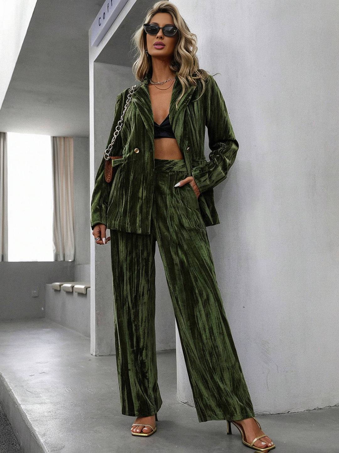 Cocolii ensembles tailleur femme en velours veste chic et pantalon large tenue de soirée élégante décontractée 2 pièces