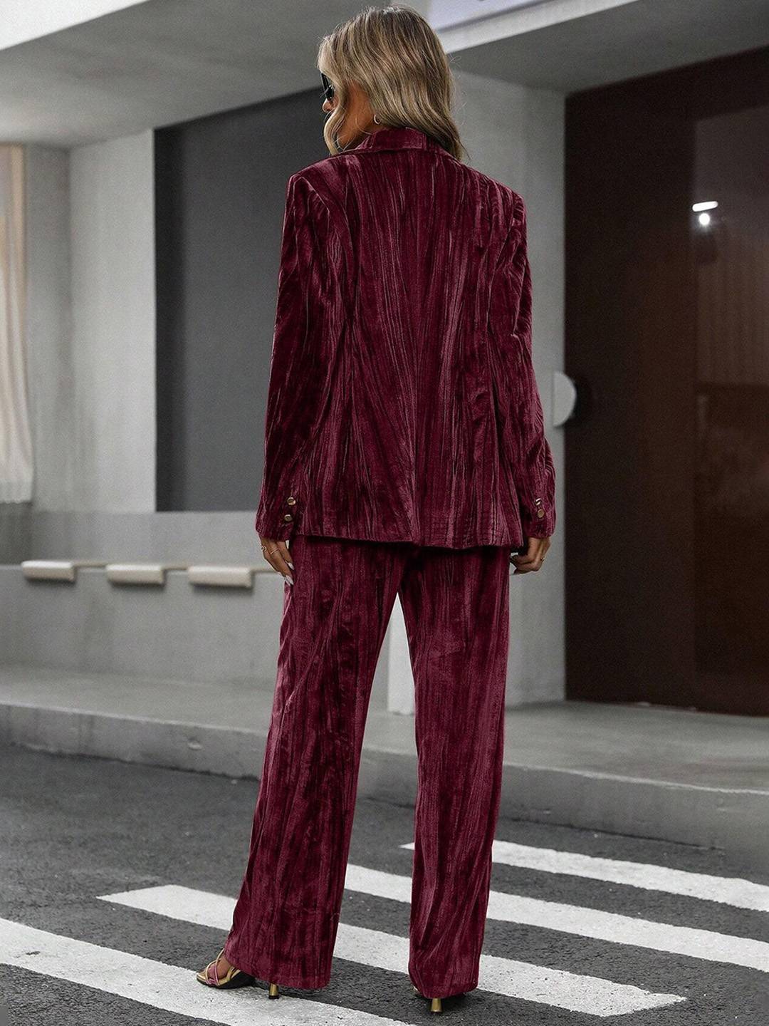 Cocolii ensembles tailleur femme en velours veste chic et pantalon large tenue de soirée élégante décontractée 2 pièces