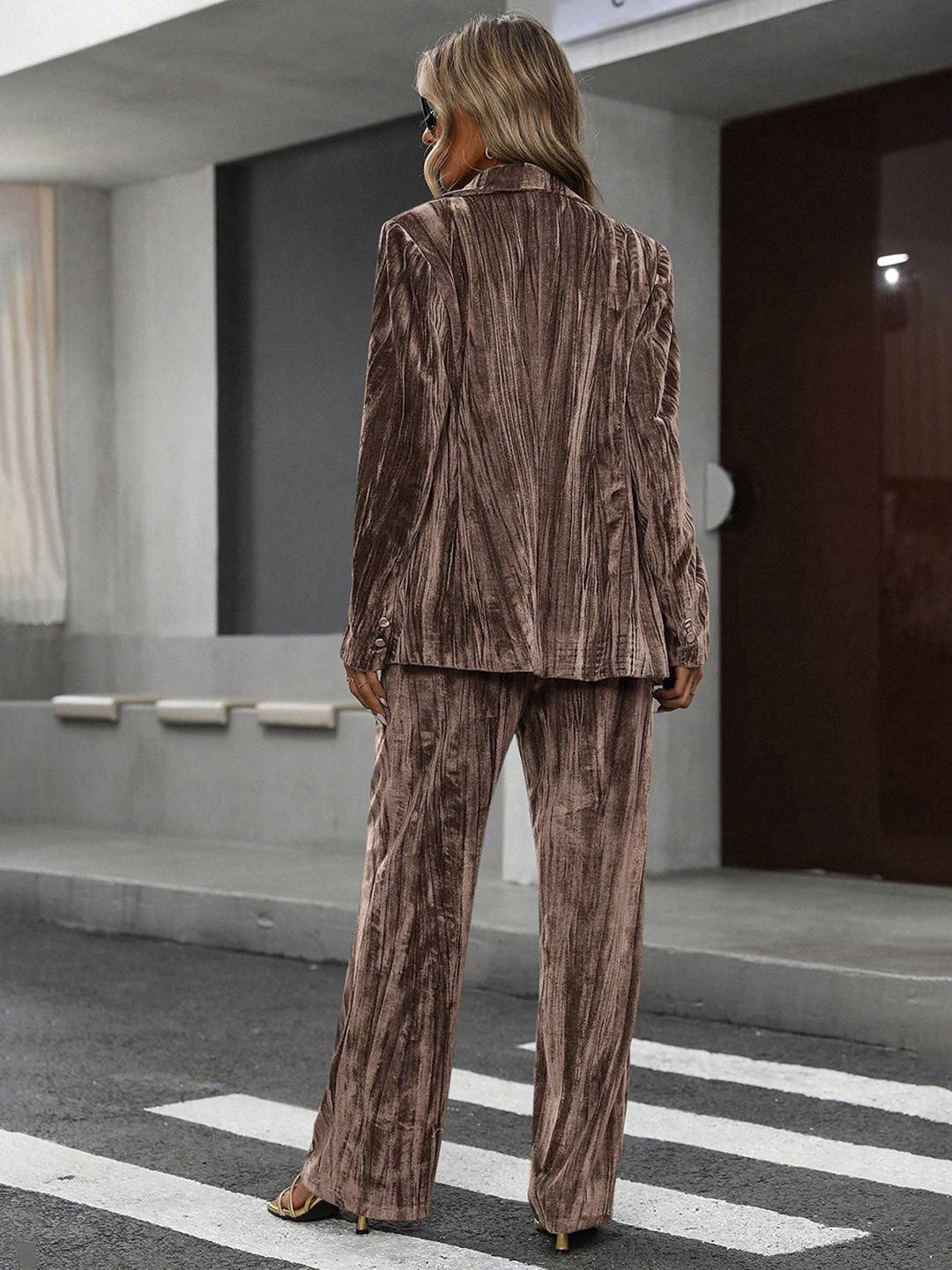 Cocolii ensembles tailleur femme en velours veste chic et pantalon large tenue de soirée élégante décontractée 2 pièces