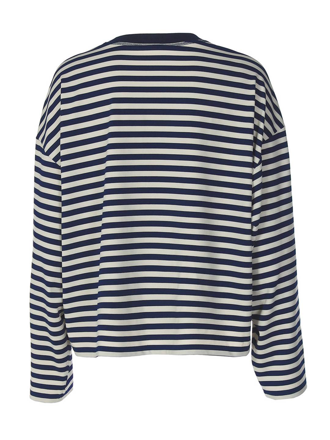 Cocolii rouge et blanche femme rayé t-shirt col rond manches longues décontracté ample casual haut marinière femme