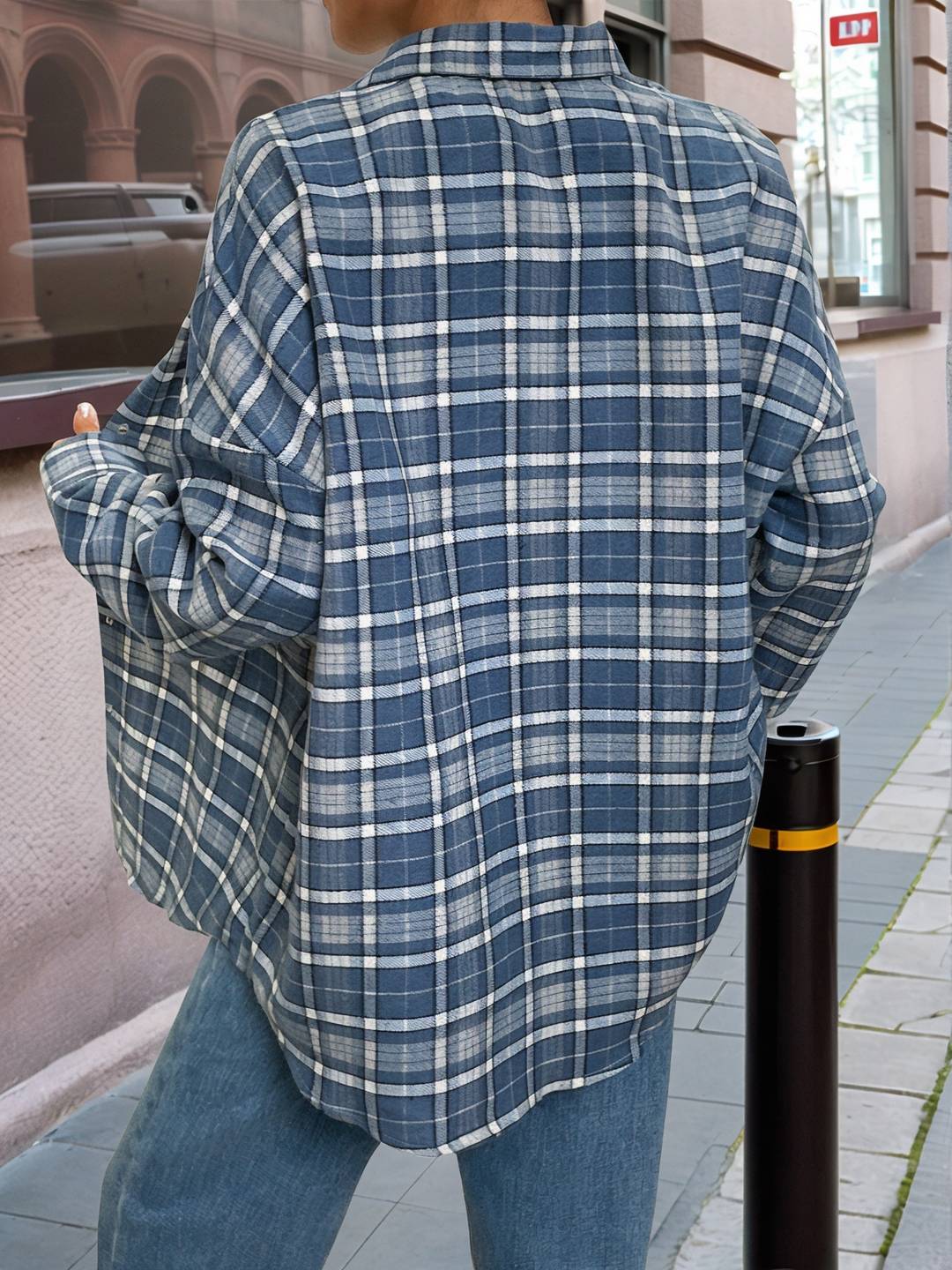 Cocolii veste surchemise femme carreaux boutonnage poches col chemise manches longues femme décontracté blouse automne