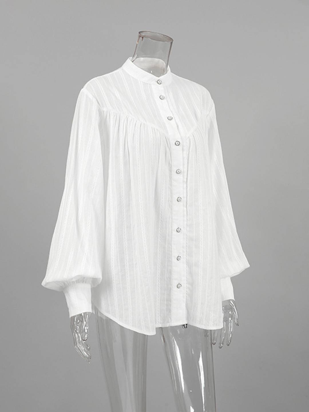 Cocolii chemise coton boutonnage col chemise manches bouffantes manches longues femme élégant vintage décontracté blouse