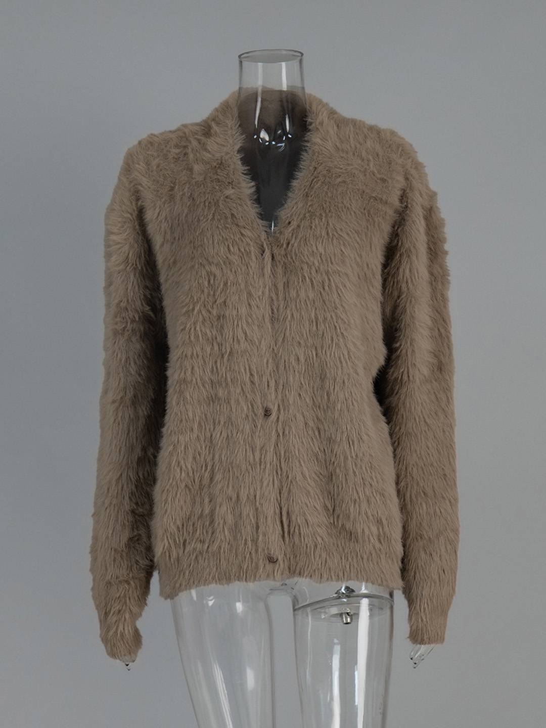 Cocolii Cardigans femme moelleux oversized boutonnage v-cou manches longues doux élégant décontracté vintage pull chaud