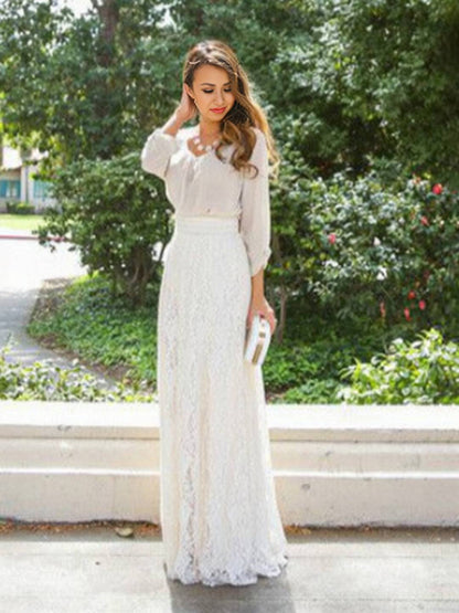 Cocolii longue jupe femme en dentelle florale style bohème chic taille haute de soirée élégante pour cérémonie mariage