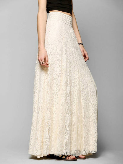 Cocolii longue jupe femme en dentelle florale style bohème chic taille haute de soirée élégante pour cérémonie mariage