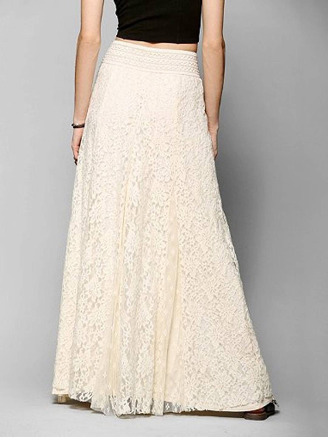 Cocolii longue jupe femme en dentelle florale style bohème chic taille haute de soirée élégante pour cérémonie mariage