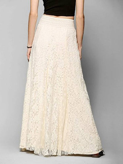 Cocolii longue jupe femme en dentelle florale style bohème chic taille haute de soirée élégante pour cérémonie mariage