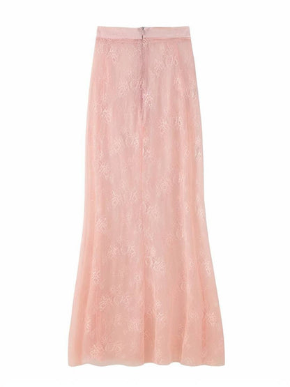 Cocolii longue jupe en dentelle tulle sirene femme bohème élégant vintage décontracté