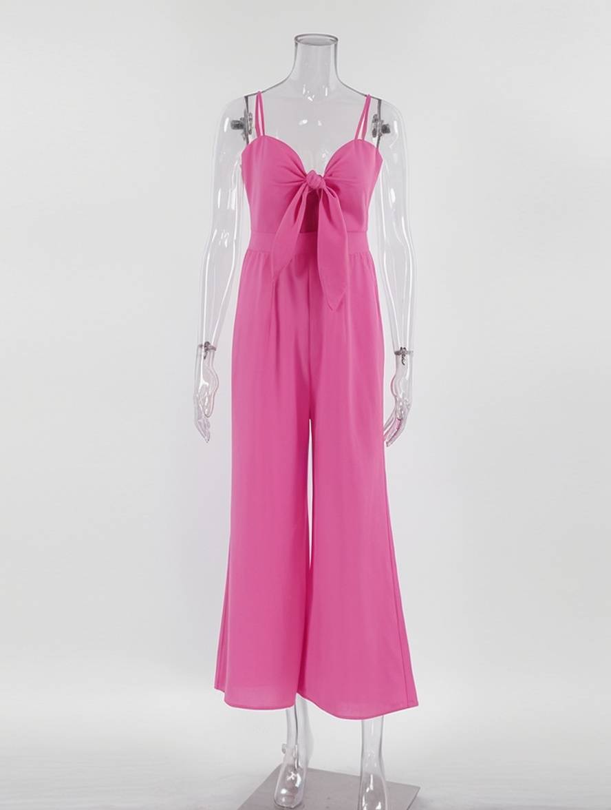 Cocolii combinaisons larges jambes évasé noeud papillon à fines brides sans manches femme casual décontracté