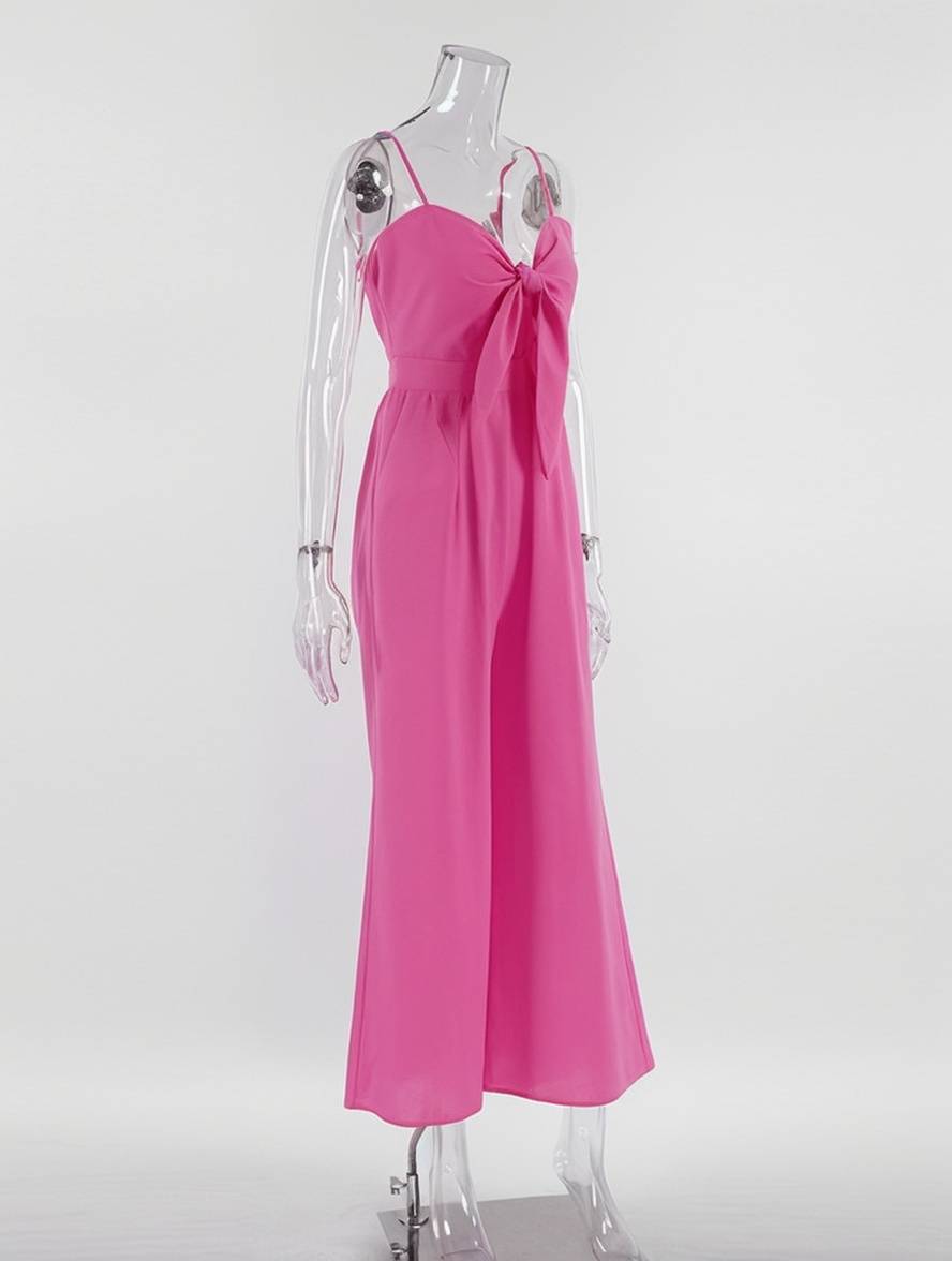 Cocolii combinaisons larges jambes évasé noeud papillon à fines brides sans manches femme casual décontracté