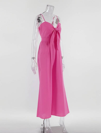 Cocolii combinaisons larges jambes évasé noeud papillon à fines brides sans manches femme casual décontracté