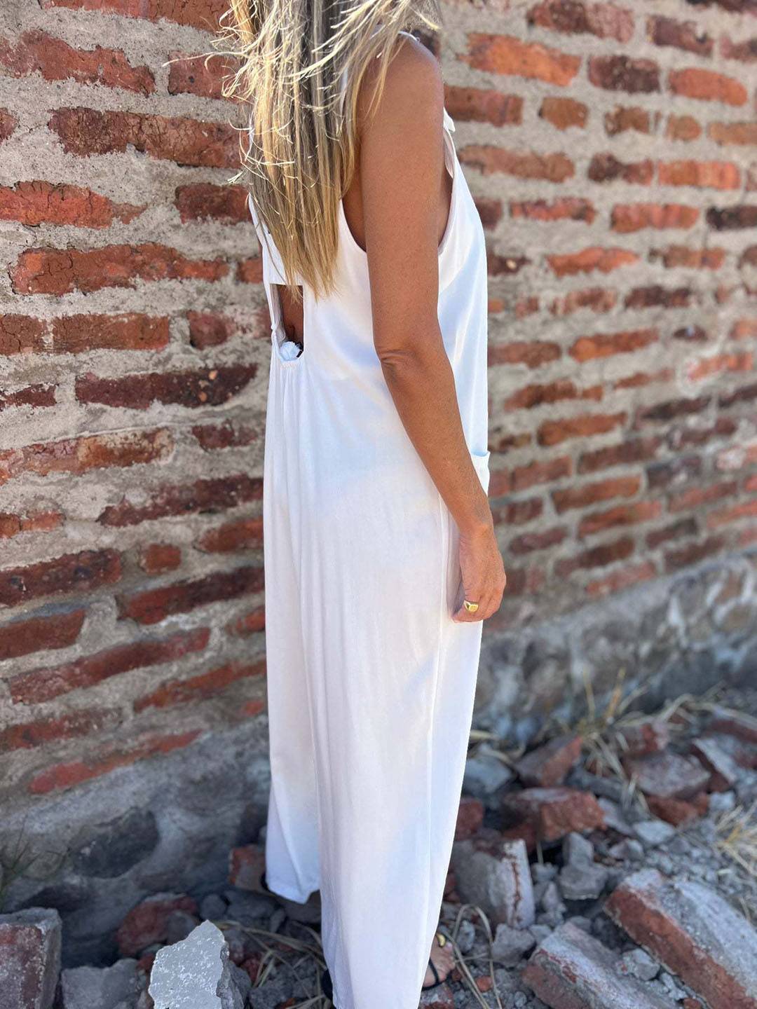 Cocolii combinaisons boutonnage poches dos nu sans manches femme élégant décontracté casual