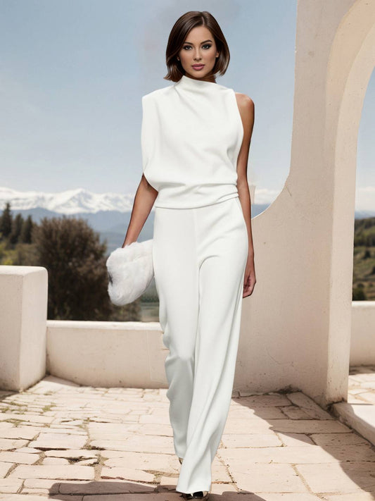 Cocolii combinaisons femme unicolore fermeture éclair dos nu sans manches femme élégant de soirée