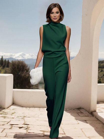 Cocolii combinaisons femme unicolore fermeture éclair dos nu sans manches femme élégant de soirée