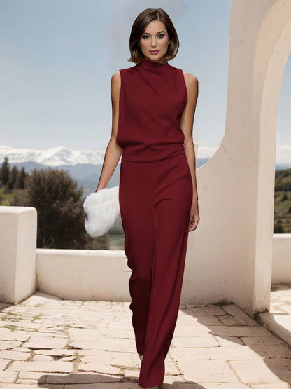 Cocolii combinaisons femme unicolore fermeture éclair dos nu sans manches femme élégant de soirée