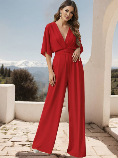 Cocolii combinaisons larges jambes évasé femme décolleté dos dos nu v-cou manches chauve souris élégant de soirée