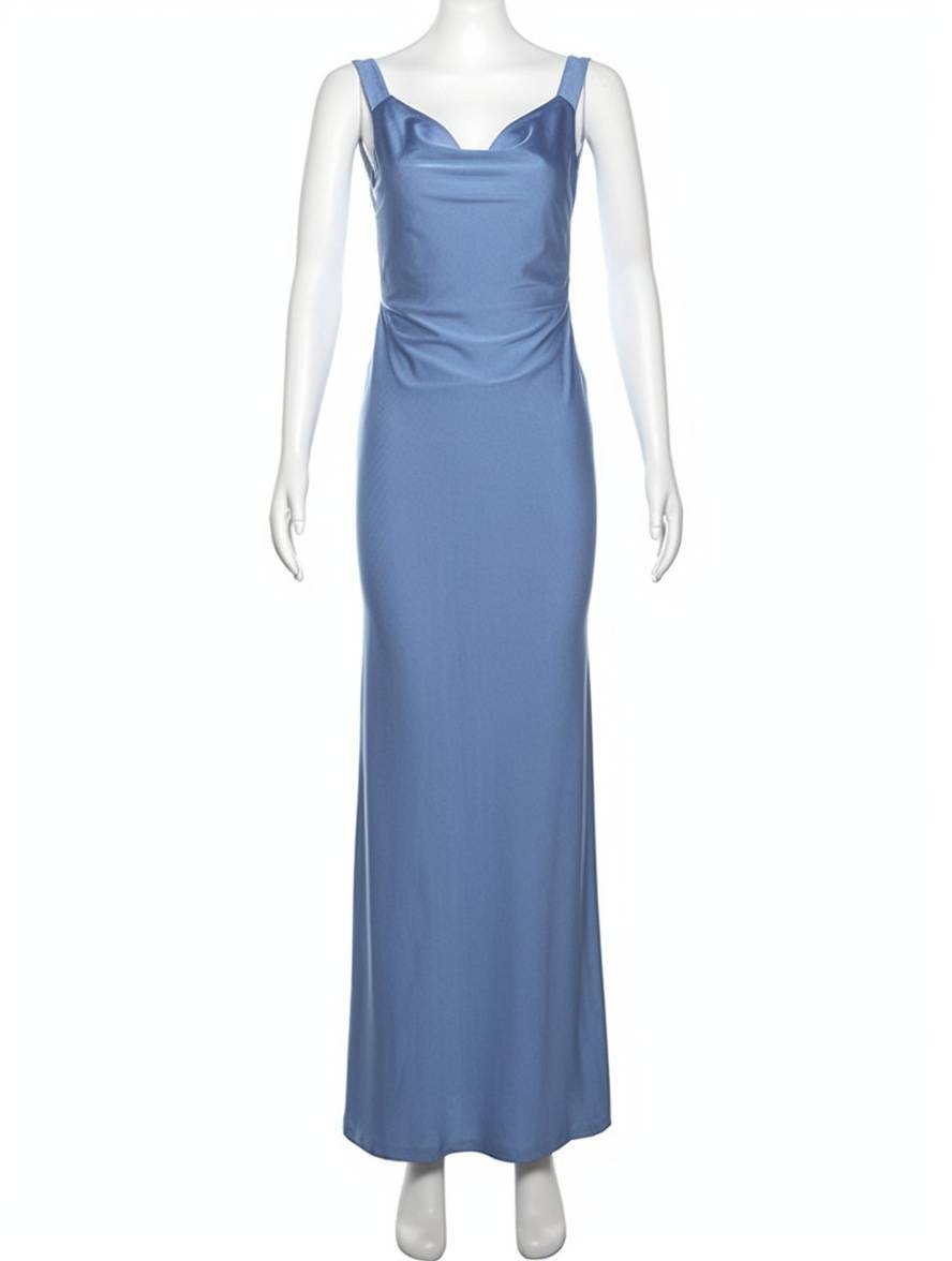 Cocolii robe longue unicolore sans manches femme élégant décontracté de plage