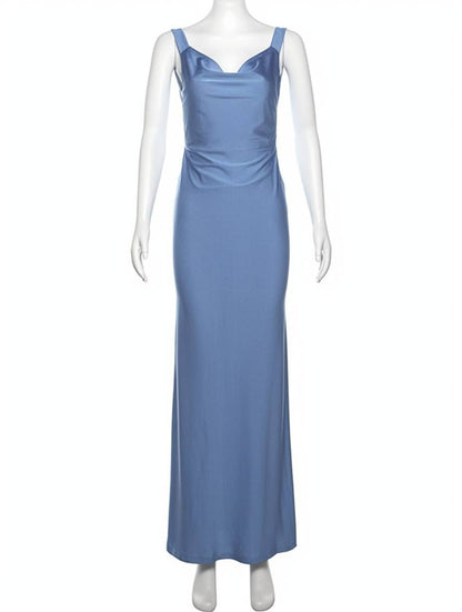 Cocolii robe longue unicolore sans manches femme élégant décontracté de plage