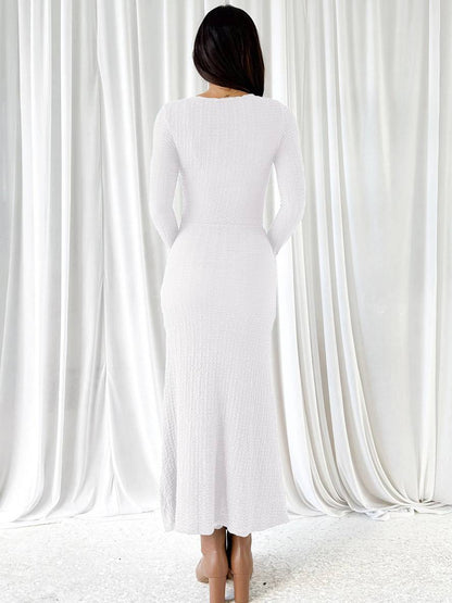 Cocolii robe longue moulante sirene robe v-cou manches longues femme élégant décontracté bal de promo