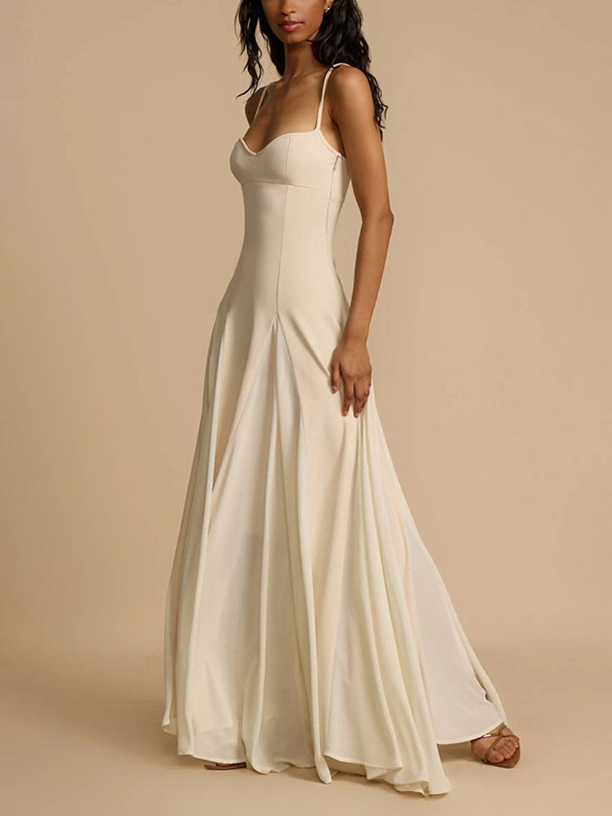 Cocolii robe longue fluide à fines brides sans manches femme élégant décontracté invité mariage bal de promo