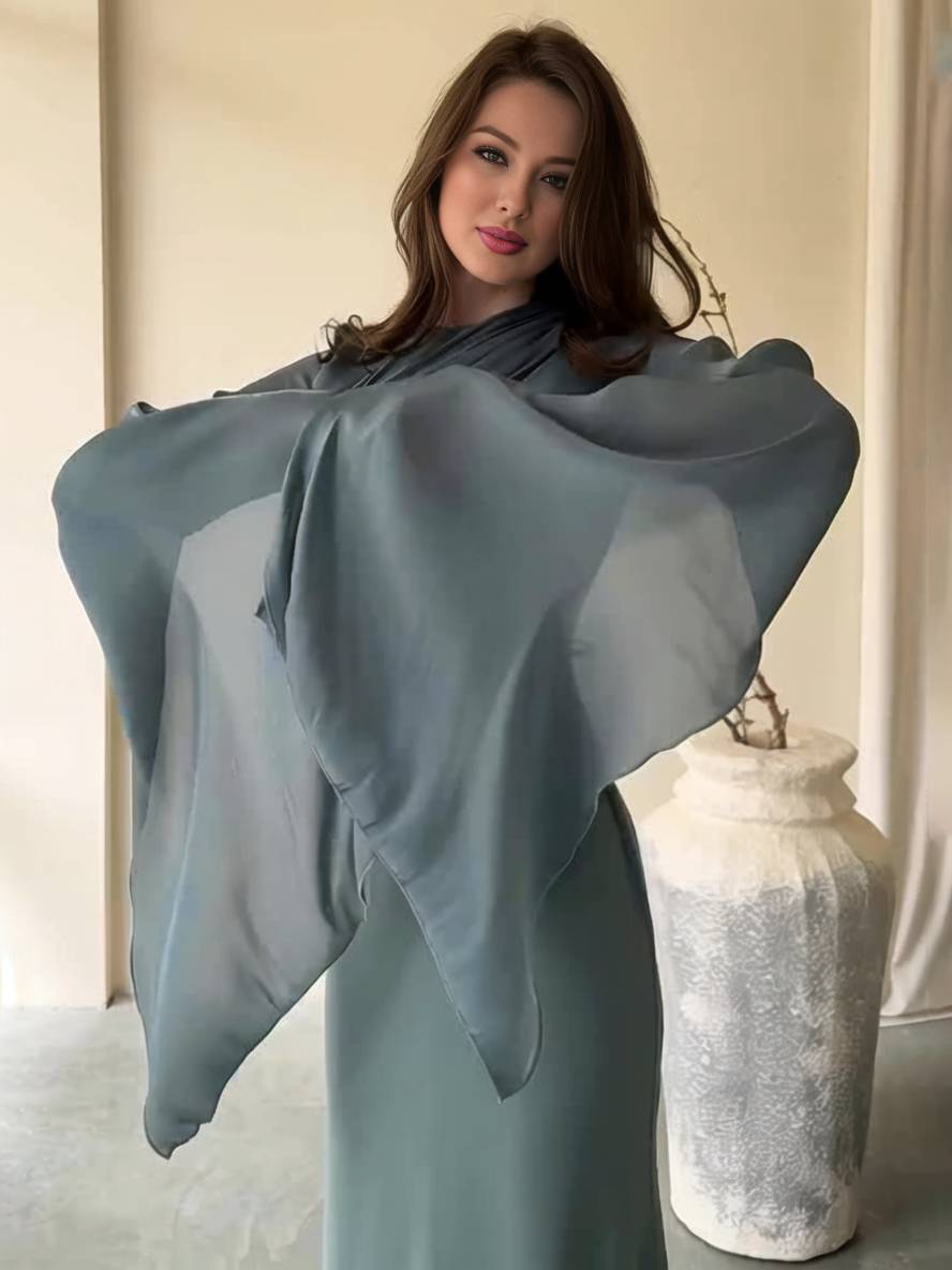 Cocolii robe longue en satin moulante col rond manches fendues manche longue femme élégant de soirée bal de promo ceremonie