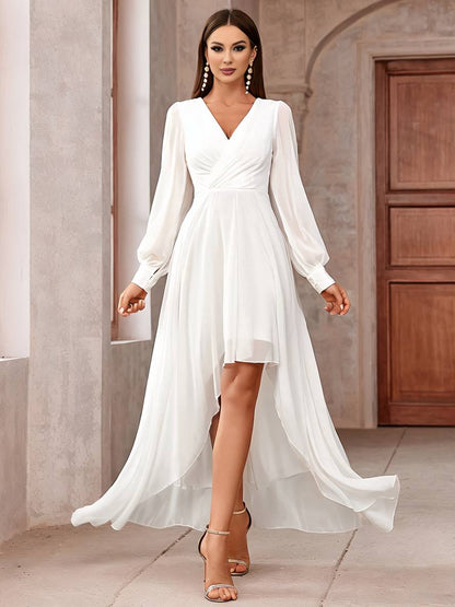 Cocolii longue robe de soirée pour mariage v-cou manches longues femme élégant décontracté bal de promo