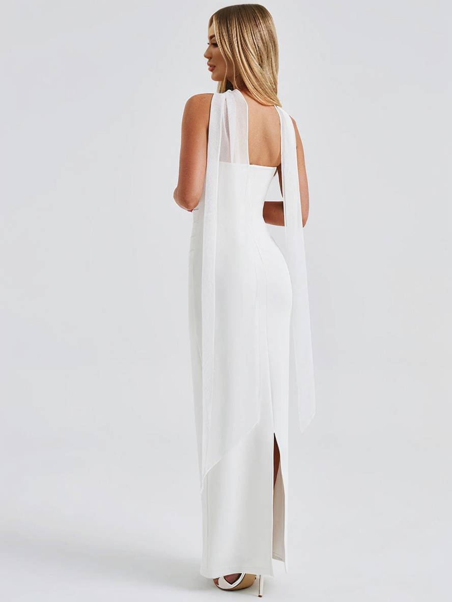 Cocolii robe longue moulante tulle bustier avec 2 pièces gants femme élégant vintage de soirée pour mariage