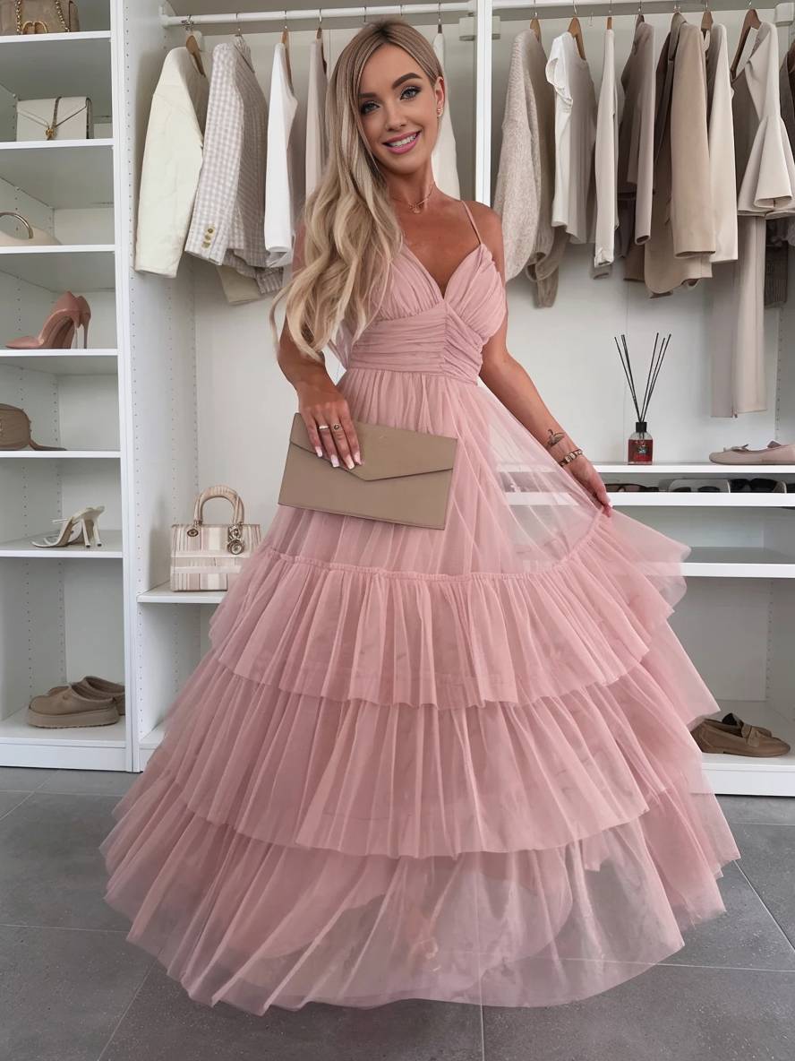 Cocolii robe longue bouffante tutu tullev-cou à fines brides dos nu femme élégant de cocktail robe de anniversaire