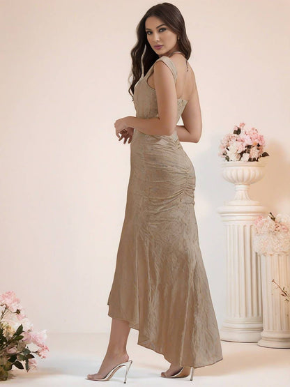 Cocolii longue robe de soirée moulante dentelle sirene bustier col bateau sans manches femme élégant cérémonie