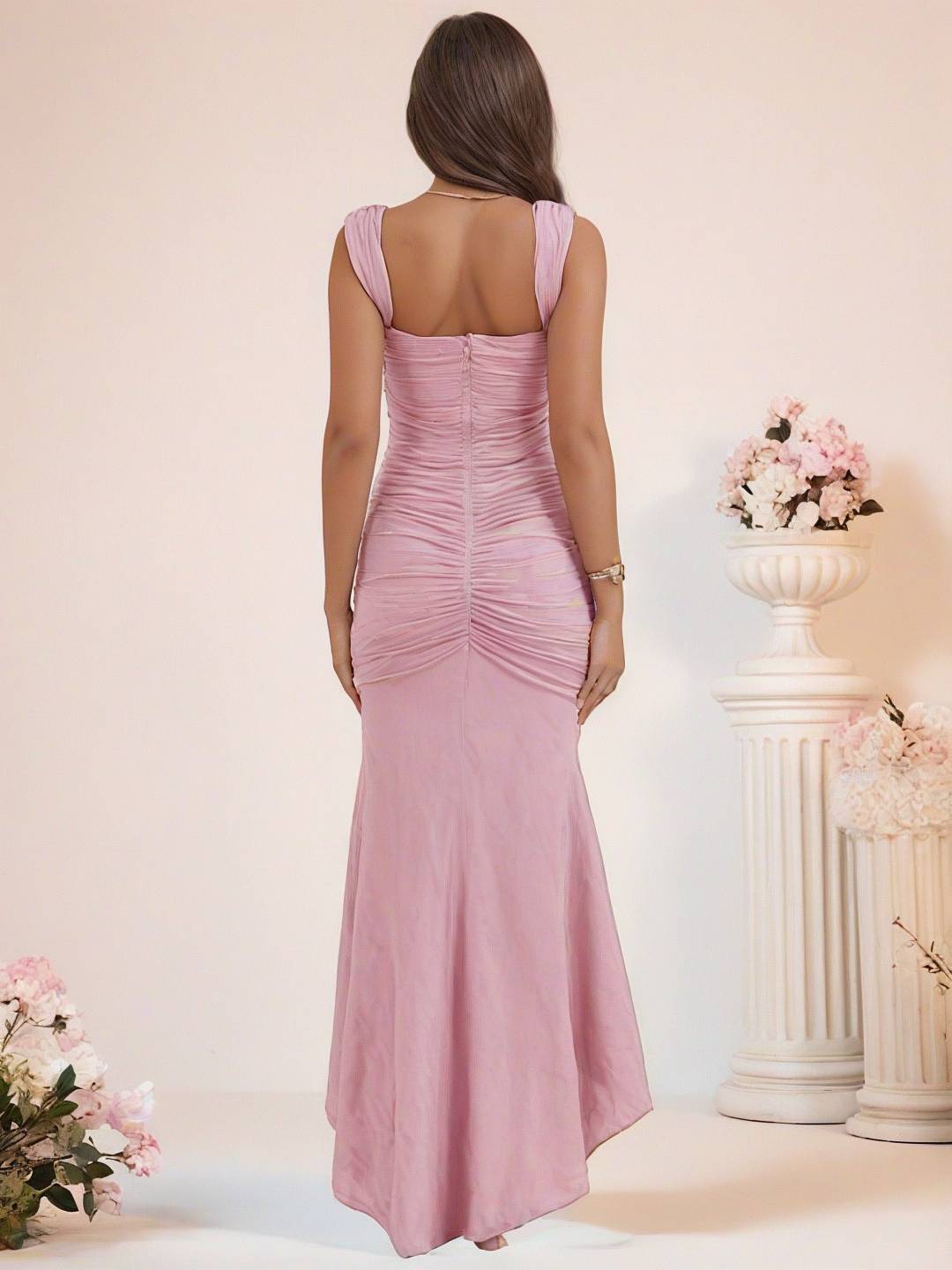 Cocolii longue robe de soirée moulante dentelle sirene bustier col bateau sans manches femme élégant cérémonie