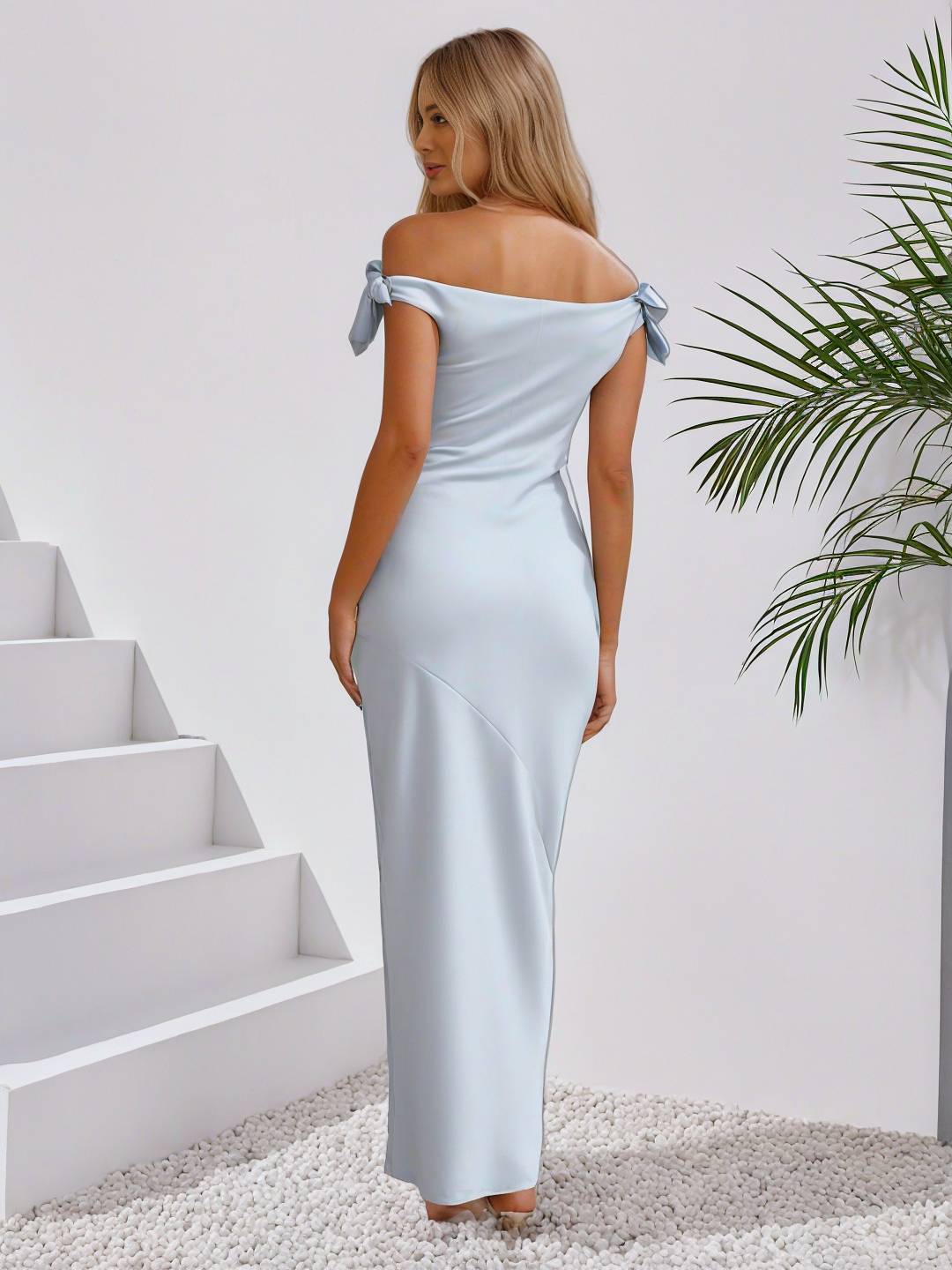 Cocolii robe demoiselle d'honneur robe en satin col bateau sans manches femme élégant de soirée invité mariage