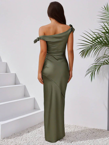 Cocolii robe demoiselle d'honneur robe en satin col bateau sans manches femme élégant de soirée invité mariage