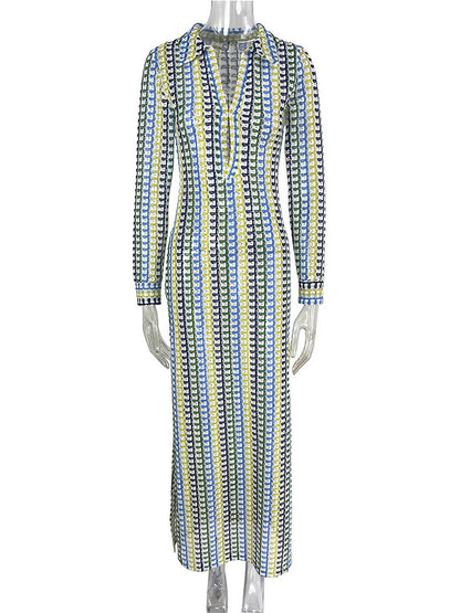 Cocolii robe longue en crochet décolleté plongeant imprimé à fleurie fendu manches longues bohème décontracté de plage pour l'été