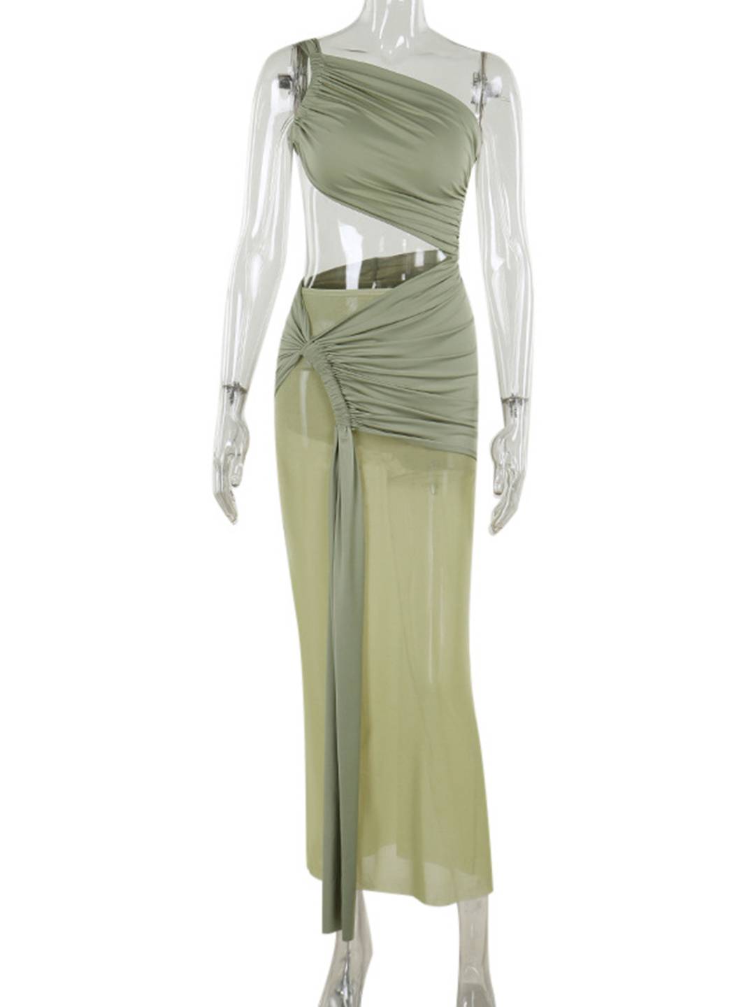 Cocolii robe longue découpes moulante tulle une épaule sans manches femme élégant décontracté de plage