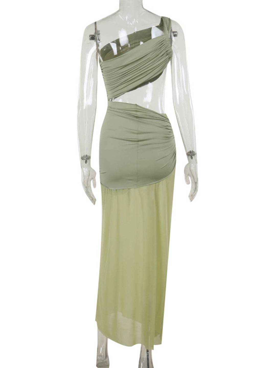 Cocolii robe longue découpes moulante tulle une épaule sans manches femme élégant décontracté de plage