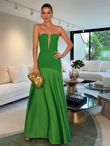 Cocolii robe longue en satin bustier sans manches coupe sirène élégant robe de soirée cérémonie idéale pour une occasion spéciale