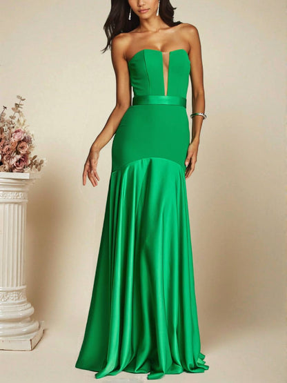 Cocolii robe longue en satin bustier sans manches coupe sirène élégant robe de soirée cérémonie idéale pour une occasion spéciale