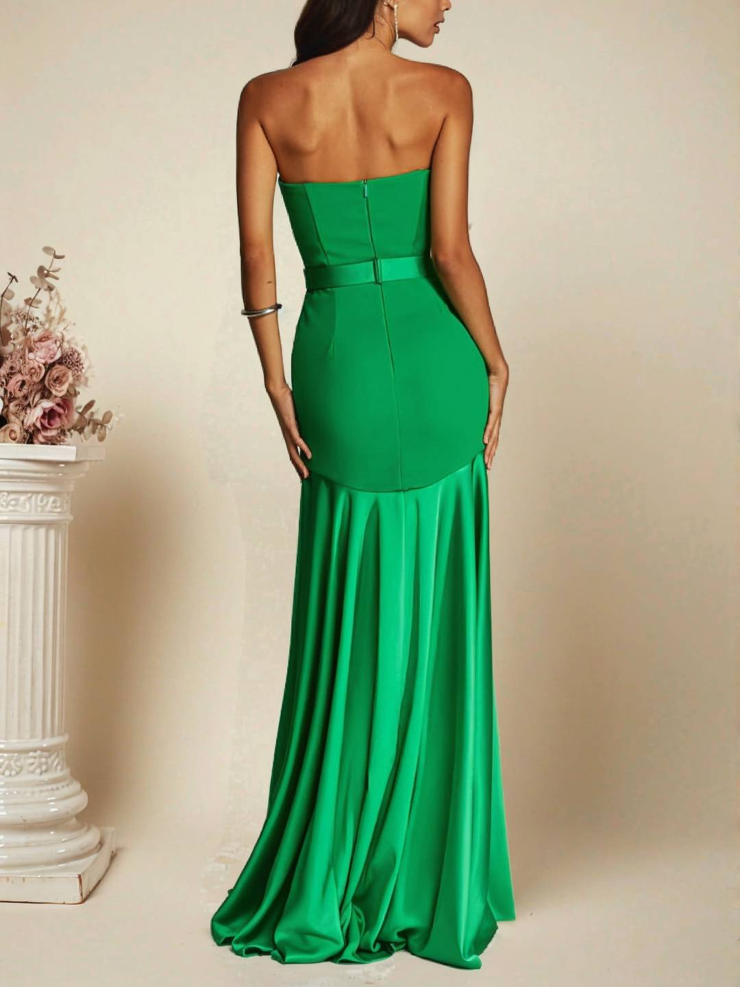 Cocolii robe longue en satin bustier sans manches coupe sirène élégant robe de soirée cérémonie idéale pour une occasion spéciale