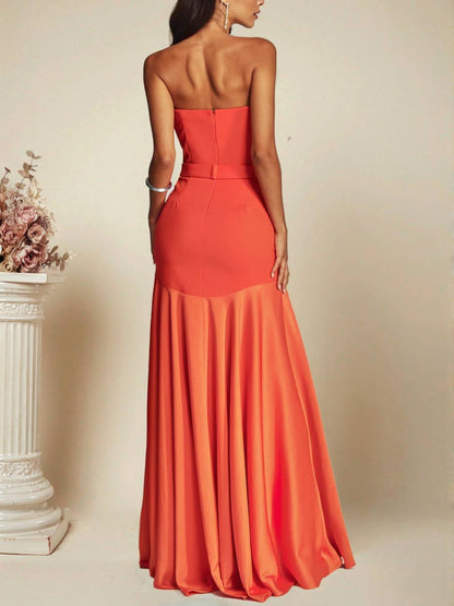 Cocolii robe longue en satin bustier sans manches coupe sirène élégant robe de soirée cérémonie idéale pour une occasion spéciale