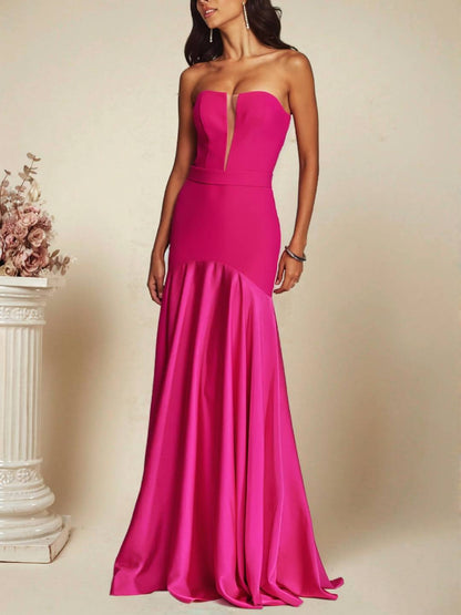 Cocolii robe longue en satin bustier sans manches coupe sirène élégant robe de soirée cérémonie idéale pour une occasion spéciale