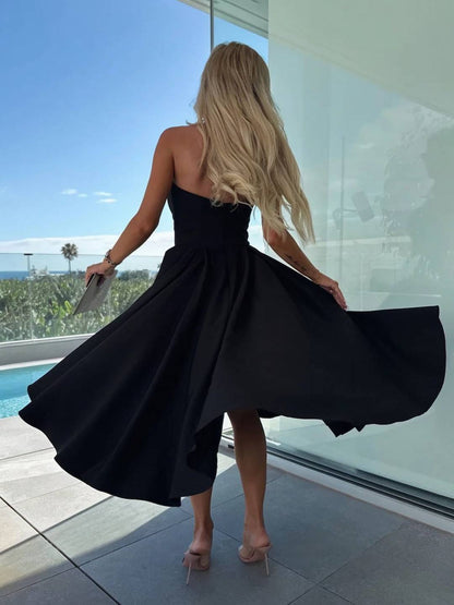 Cocolii longue robe patineuse trapèze bustier sans manches femme casual élégant bal de promo fete robe de cocktail anniversaire