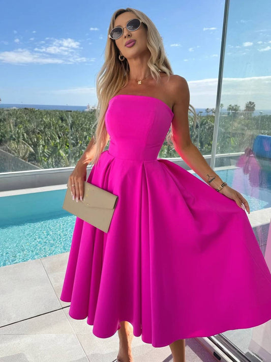 Cocolii longue robe patineuse trapèze bustier sans manches femme casual élégant bal de promo fete robe de cocktail anniversaire