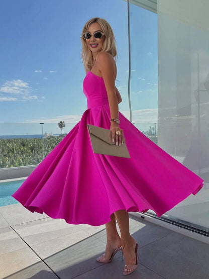 Cocolii longue robe patineuse trapèze bustier sans manches femme casual élégant bal de promo fete robe de cocktail anniversaire