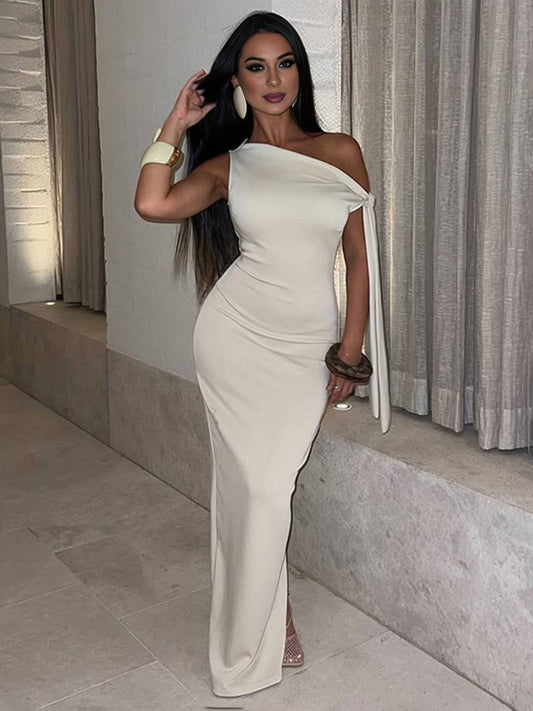 Cocolii robe longue moulante une épaule sans manches femme élégant bal de promo pour mariage cérémonie