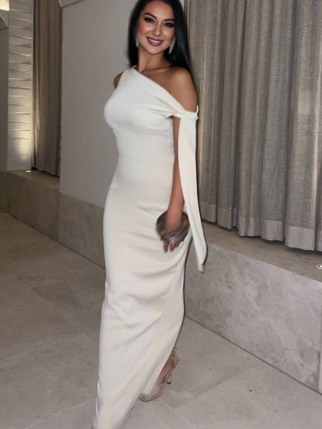 Cocolii robe longue moulante une épaule sans manches femme élégant bal de promo pour mariage cérémonie