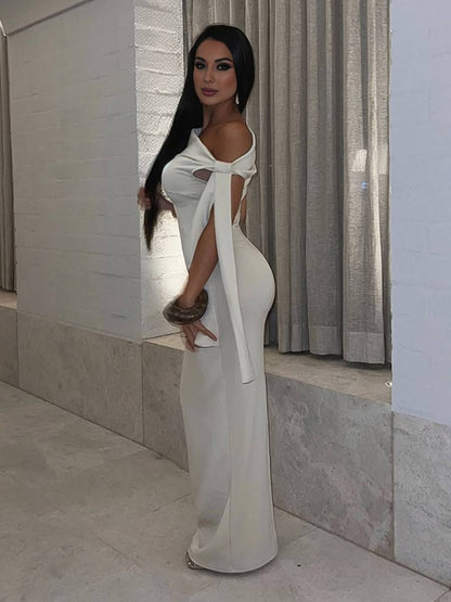 Cocolii robe longue moulante une épaule sans manches femme élégant bal de promo pour mariage cérémonie