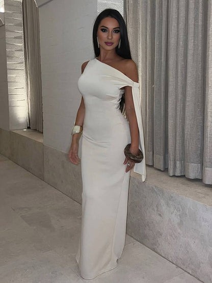 Cocolii robe longue moulante une épaule sans manches femme élégant bal de promo pour mariage cérémonie