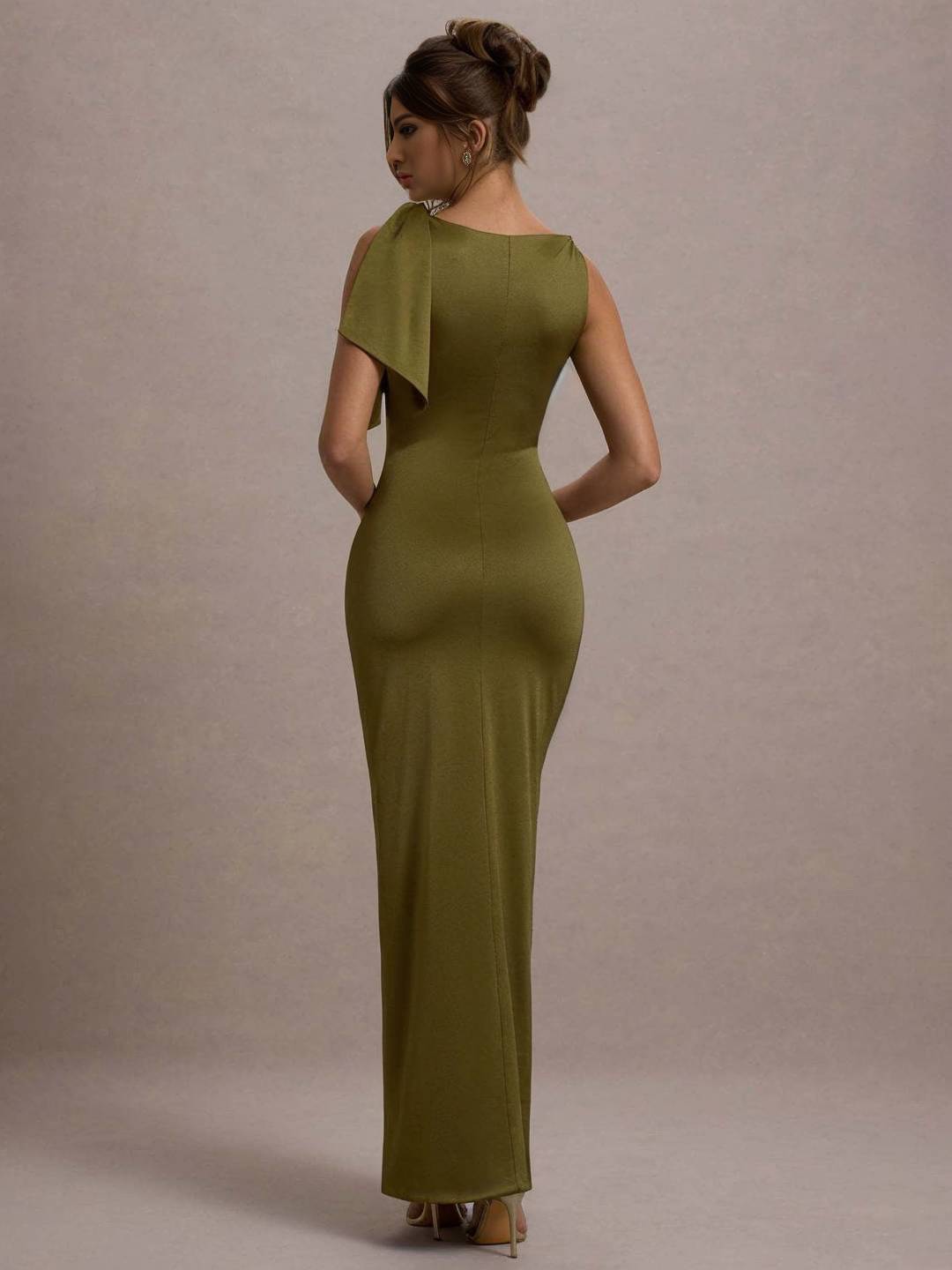 Cocolii robe longue moulante sans manches femme détails noués aux épaules pour une soirée élégante